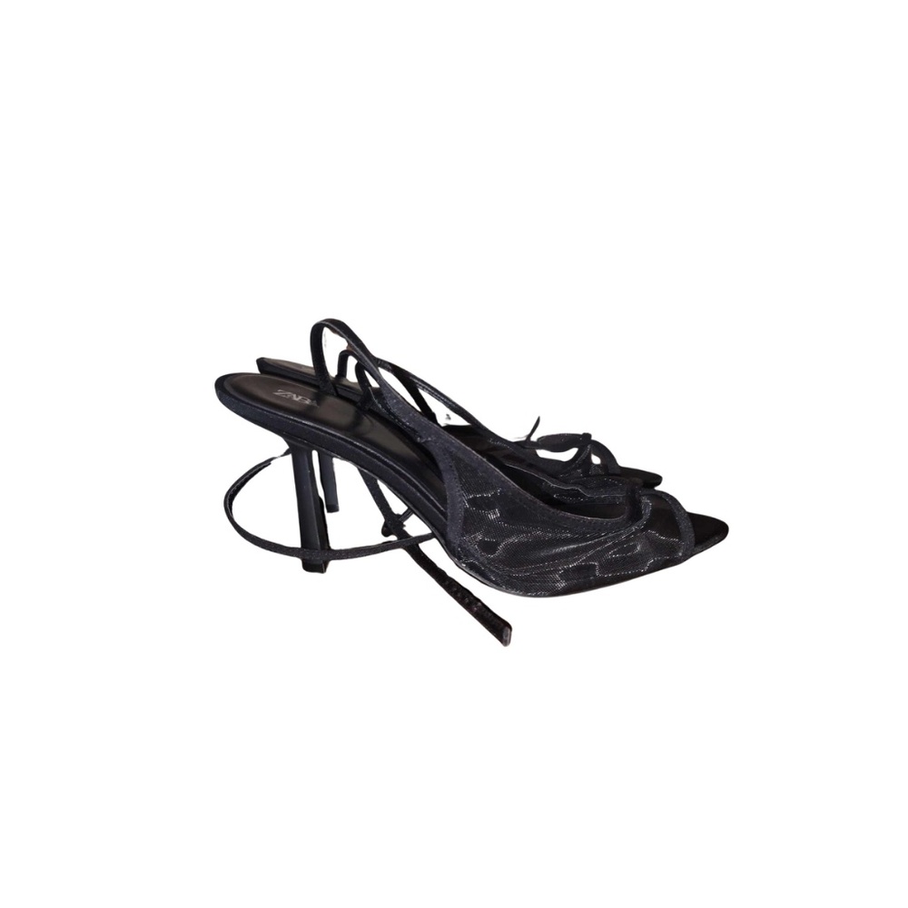 Zara Heeled Mesh Sandals w. Gladiator style Wrap Around Ankle Strap (NWOT) - Picture 4 of 6